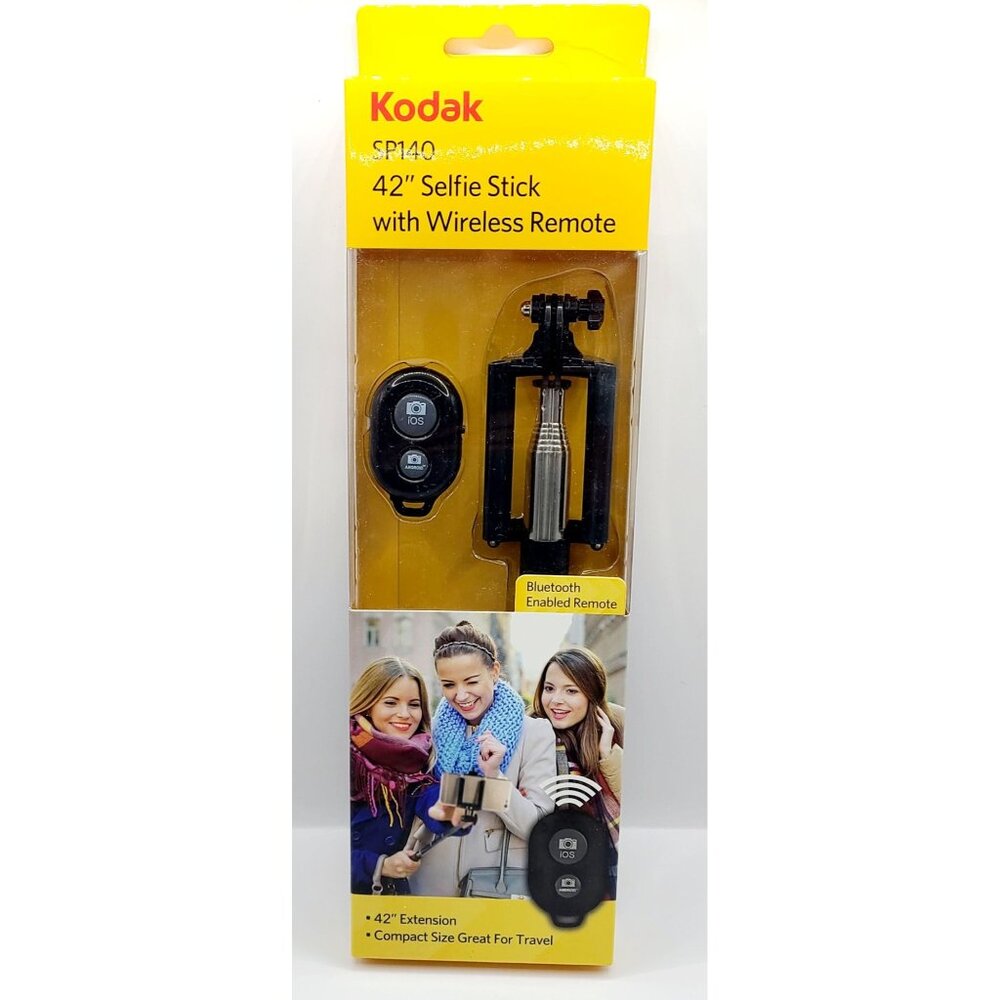 Kodak SP140 Selfie Stick With Wireless Remote Control Compact For Travel 42 Inch